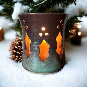 Artisan Hand Thrown Pottery Candle Holder Signed Phil Morgan Pottery Dated 2009